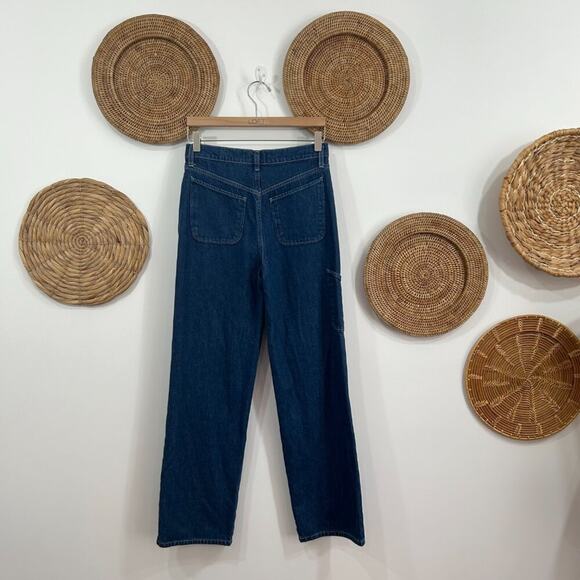 Triarchy Dark Denim High Waist High Rise Side Pocket Straight Leg Jeans 26 - Picture 2 of 8